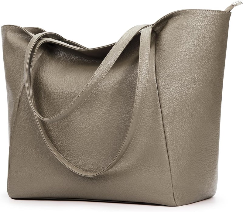KALIDI Large Tote Bag Vegan Leather Casual Zipper Work Bag Weekender Hobo for Women 23L Oversize Shoulder Travel Purse - Image 1